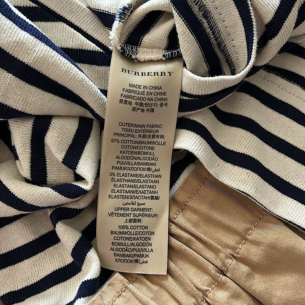 Burberry Brit Authenticated Navy/Khaki Striped Long Sleeve Dress **Sz 2** 🌺🌺 - Picture 6 of 7